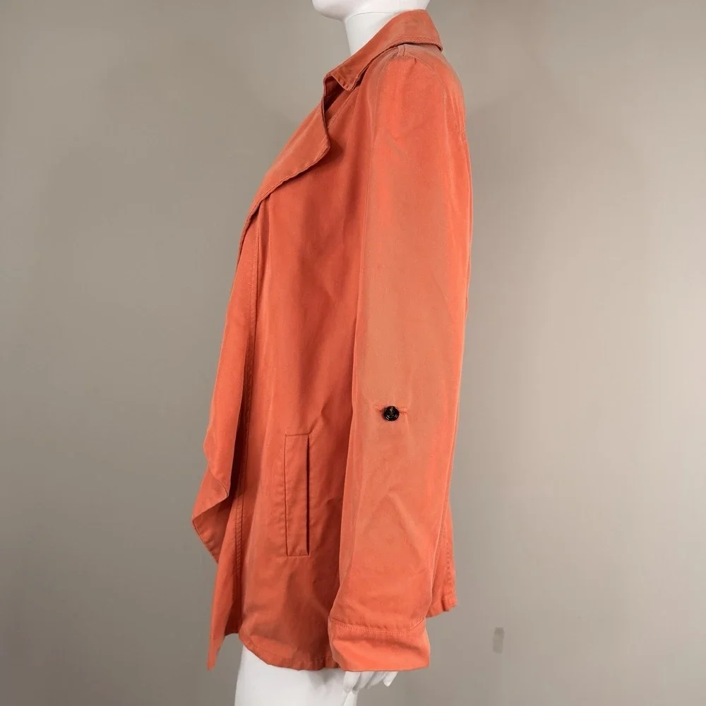 Chico's Jacket 1 Women's Medium Orange Open-Front Roll-Tab‎ 3/4 Sleeve